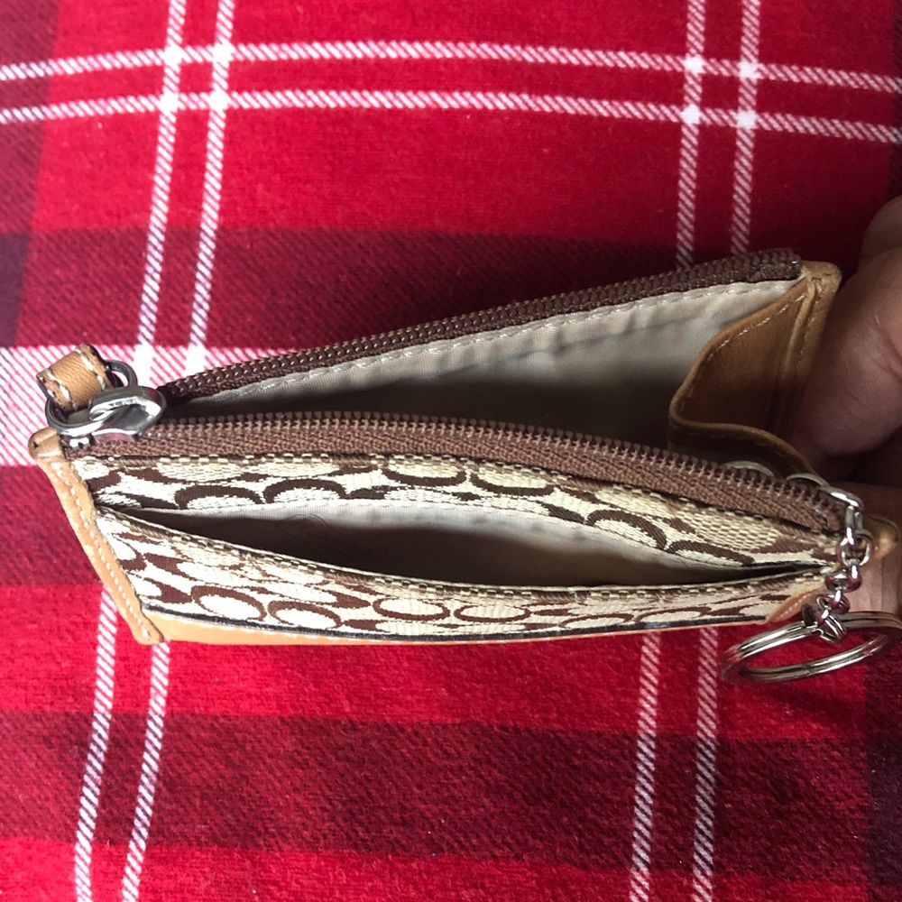 Coach Brown and Tan Signature Card Holder and Keychain - Picture 6 of 6